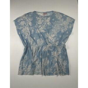 Vintage Y2K Sweet Pea by Stacy Frati Blue Paisley Mesh Elastic Waist Top Size S
